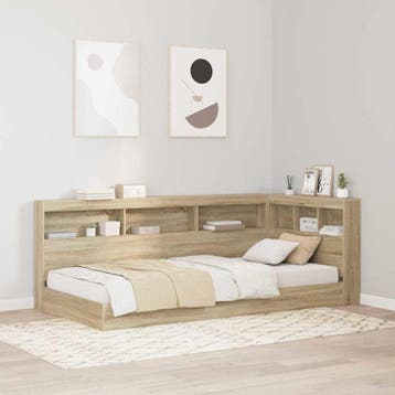 vidaXL Boekenkast Bed met plank Sonoma Eiken 75 x 190 cm, Eenpersoons, Bruin, Verzenden, Nieuw