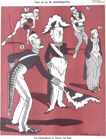 Spotprent over Piet Aalberse en de staatsbegroting (Lithos), Verzenden
