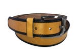 Natuurleren riem dubbelkleur Donkerbruin Kerrie 4 cm. breed, Kleding | Heren, Riemen en Ceinturen, Verzenden, Nieuw