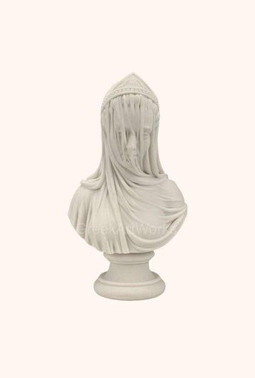 Beeld, Scultura busto dama fanciulla velata di Monti 1875