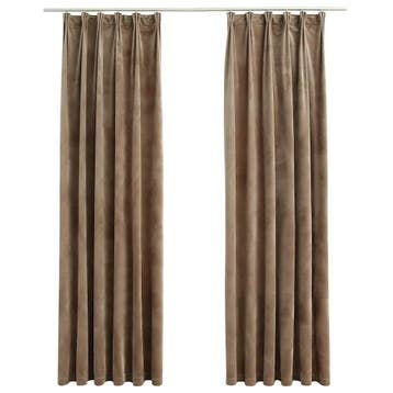 Gordijnen Set 140x225cm | Fluweel | Laatste Stuk!, Ophalen of Verzenden, Zo goed als nieuw, Beige