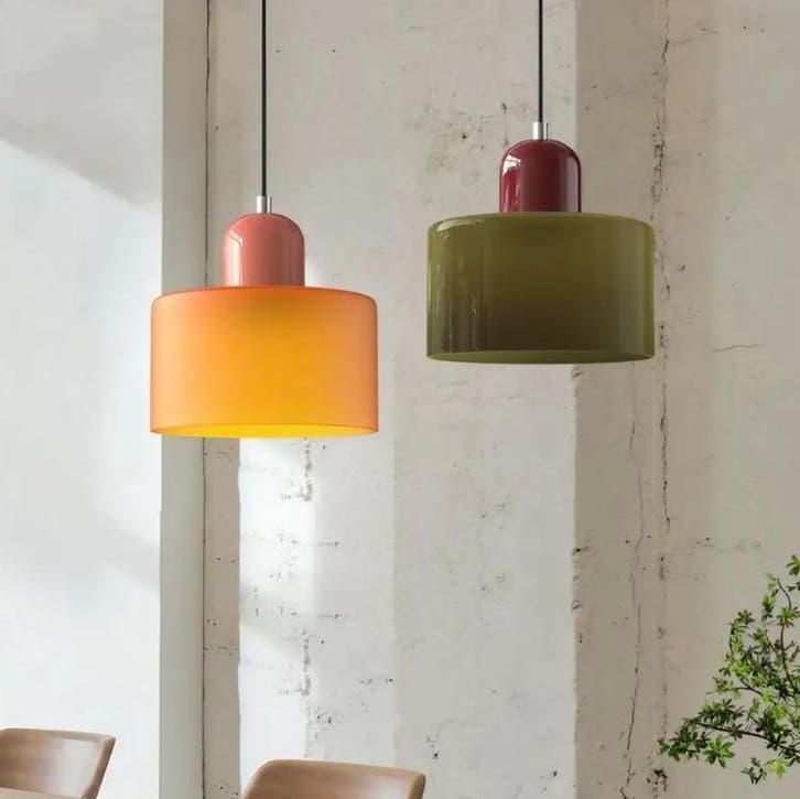 Bauhaus Hanglamp - Glazen Kroonluchter in Veel kleuren - E27, Huis en Inrichting, Lampen | Hanglampen, Nieuw, Glas, Verzenden