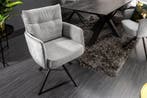 Draaistoel BIG GEORGE Grijs fluweel getextureerde stof, Huis en Inrichting, Stoelen, Ophalen of Verzenden, Nieuw