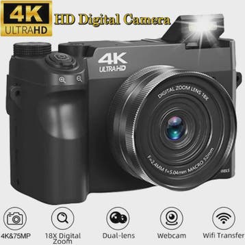 4K Digitale Camcorder met 75MP Foto, 18x Zoom, Dual Camera's, Verzenden, Nieuw