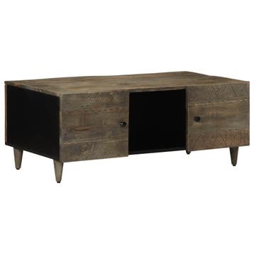 vidaXL Salontafel 100x54x40 cm massief mangohout lichtgrijs, 100 tot 150 cm, Verzenden, Nieuw, 50 tot 100 cm