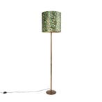 Vintage vloerlamp goud met pauw kap 40 cm - Simplo, Huis en Inrichting, Lampen | Vloerlampen, Verzenden, Nieuw, Stof, Modern