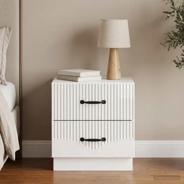 vidaXL Nachtkastje Hoogglans Wit 43 x 34,5 x 44,5 cm Bewerkt, Minder dan 45 cm, Verzenden, Nieuw, Minder dan 55 cm