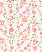 Poplin Katoen Geborduurde Bloemen Koraal, Hobby en Vrije tijd, Nieuw, Overige kleuren