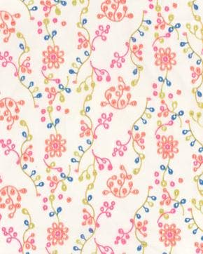 Poplin Katoen Geborduurde Bloemen Koraal, Nieuw, Overige kleuren