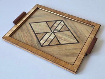 Vintage Bauhaus / Mid-Century Modern Bamboo Serving Tray –