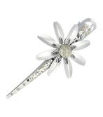 Haarspeld Duckklem 13cm – Bloemvorm – Metaal – Zilver, Nieuw