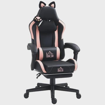 HOMCOM Ergonomische Gaming Stoel met Kattenoren - Verstelbaa, Verzenden, Nieuw