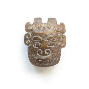 Oud Tibetaans of Nepalees jadeiet Godheid Monstermasker