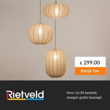 Rietveld-Hanglampen-Taupe-Stof, Metaal, Verzenden, Nieuw