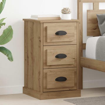 vidaXL Nachtkastje Artisan Eiken 39 x 39 x 67,5 cm Bewerkt, Minder dan 45 cm, Verzenden, Nieuw, 55 tot 70 cm