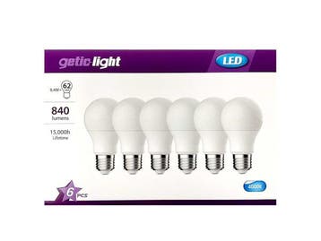 Veiling - 2x Getic-Light led-lamp 6-pack 9,4W E27 Frost, Nieuw