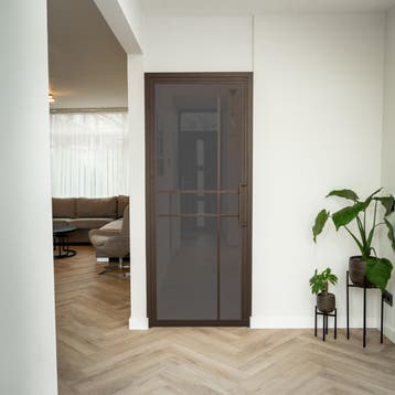 Stalen Binnendeur Brons 6 Vlaks Rook glas Luxe design, Minder dan 80 cm, Binnendeur, Nieuw, Metaal