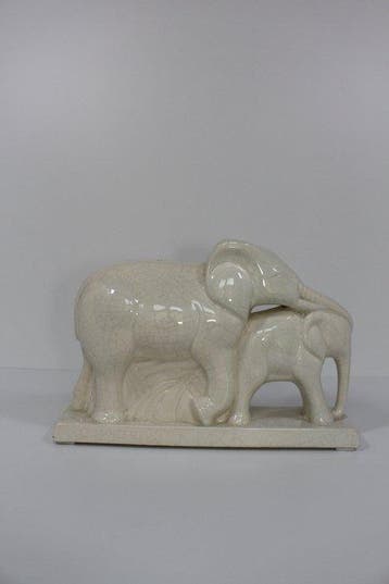 Lemanceau - Beeld, Olifant met kalf - 22 cm - Aardewerk