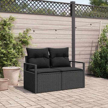vidaXL Tuinbank met kussen met opslag 120 x 62 x 69 cm poly, Verzenden, Nieuw, Rotan