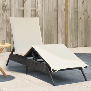 vidaXL Ligbed met kussen poly rattan zwart, Verzenden, Nieuw