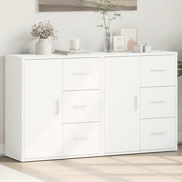 vidaXL Dressoirs 2 st 60x31x70 cm bewerkt hout wit, Verzenden, Nieuw, Overige houtsoorten, Minder dan 50 cm