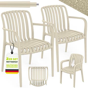 Tuinstoelen - Weerbestendig - Set van 2 - Beige - Tillvex®, Verzenden, Zo goed als nieuw