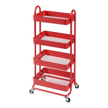 Keukentrolley Pyhäntä met 4 manden 103,5x46x35 cm rood [en.c, Verzenden