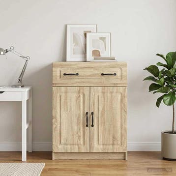 vidaXL Dressoir met lade Sonoma Eiken 66 x 34,5 x 87 cm, Verzenden, Nieuw, Overige houtsoorten, Minder dan 50 cm