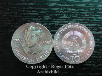 Ddr 10 Mark 1972 Heinrich Heine zilver, Verzenden