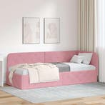 vidaXL Hoekbedframe Roze 80 x 200 cm Fluweel, Verzenden, Nieuw, Stof