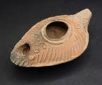 Byzantijns Terracotta Gedecoreerde olielamp - 93 mm (Zonder