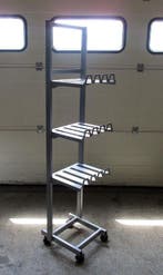 Rek, Display op wielen, B37 x D38 x H156 cm, Gebruikt