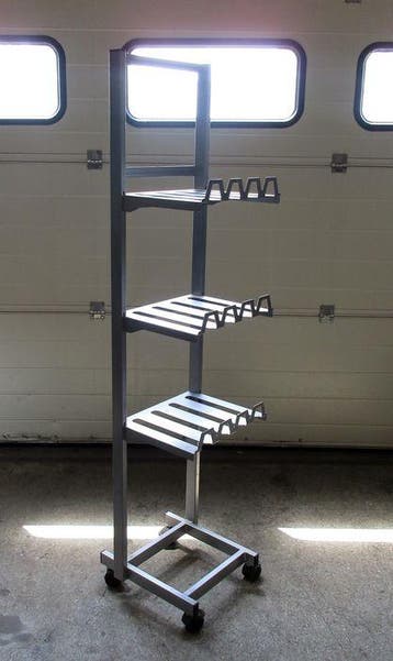 Rek, Display op wielen, B37 x D38 x H156 cm, Gebruikt