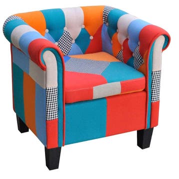 vidaXL Fauteuil met patchwork stof meerkleurig, Verzenden, Nieuw