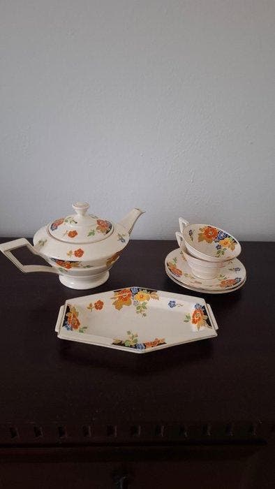 Mosa Maastricht Plateel - Theeservies - Aardewerk - Twee, Antiek en Kunst, Curiosa en Brocante