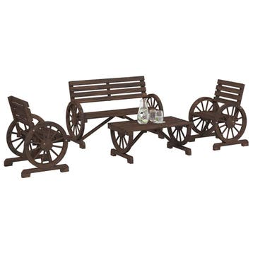 vidaXL 4-delige Loungeset massief vurenhout, Verzenden, Nieuw, Hout, Loungeset