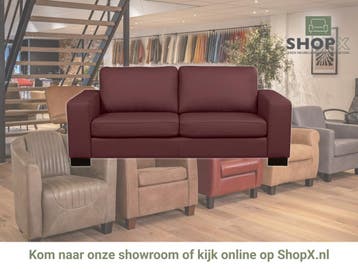Leren bank Enjoy - 2,5 zits - Toledo Bordeaux (donkerrood), Nieuw, Ophalen of Verzenden, Rechte bank, Modern