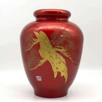 Vaas - Plastic, Grote Japanse vermiljoenkleurige decoratieve