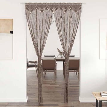 vidaXL Gordijn macramé 140x240 cm katoen taupe, Huis en Inrichting, Stoffering | Gordijnen en Lamellen, Verzenden, Nieuw