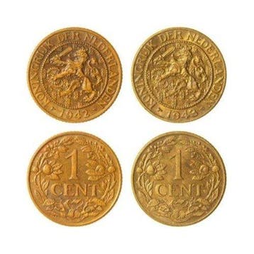 Nederland. Wilhelmina. 1 Cent 1942 PP & 1943 PP gele cent