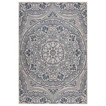 vidaXL Buitenkleed met patroon platgeweven 160x230 cm blauw, Verzenden, Nieuw, Blauw