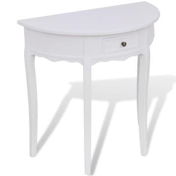 vidaXL Wandtafel met lade halfrond wit, Verzenden, Nieuw, Hout, 60 cm of meer