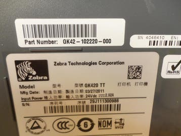 Zebra GK420T Thermal Transfer Label Printer USB & Network, Ophalen of Verzenden, Gebruikt, Zebra