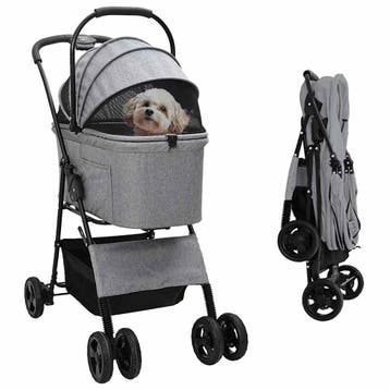 vidaXL Opvouwbare Huisdierenwagen Grijs 81 x 47 x 99 cm, Dieren en Toebehoren, Verzenden, Nieuw