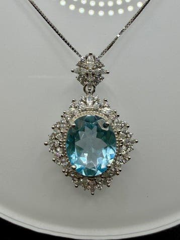 Zonder minimumprijs - Ketting met hanger Zilver - Topaz 925, Sieraden, Tassen en Uiterlijk, Antieke sieraden