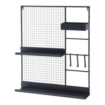 [en.casa] Wandrek Westre metaal 70x60x11 cm zwart, Verzenden, Nieuw in verpakking