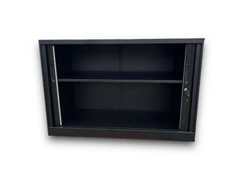 Roldeurkast (staal) mat zwart inclusief slot (80x120x45), Huis en Inrichting, Kasten | Roldeurkasten en Archiefkasten, 100 tot 150 cm