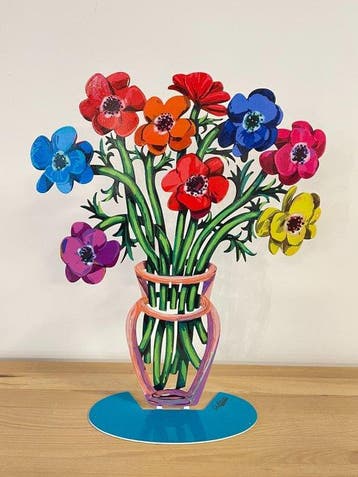 David Gerstein (1944) - sculptuur, Flowers Poppies vase - 39