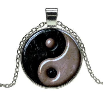 Fako Bijoux - Ketting - Cabochon - Yin Yang - Marmer, Verzenden, Nieuw