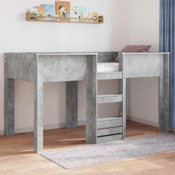 vidaXL Bunk Bed voor Kinderen Beton Grijs 90 x 200 cm, Eenpersoons, Verzenden, Nieuw, Grijs